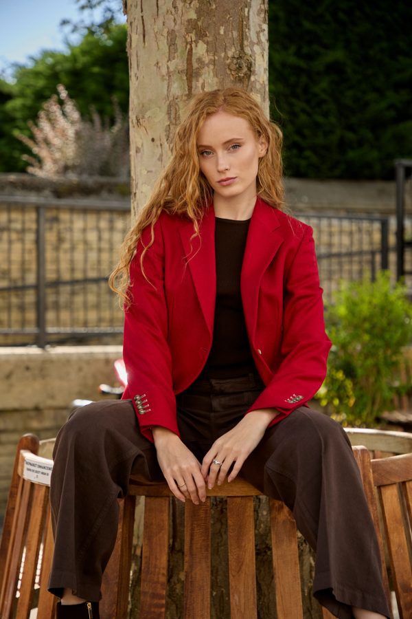 Single-Breasted Blazer in Cherry Red - Image 2
