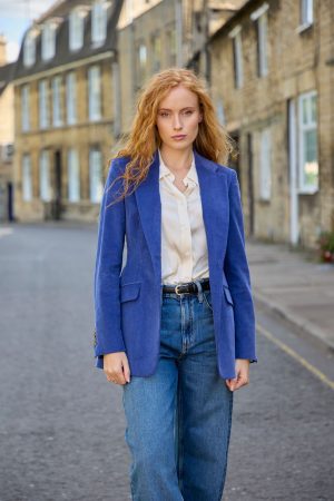 Single-Breasted Blazer in Royal Cord