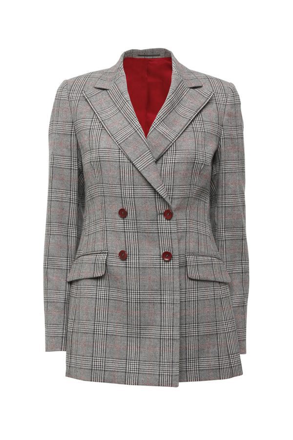Double-Breasted Blazer in Black Prince Of Wales - Image 9