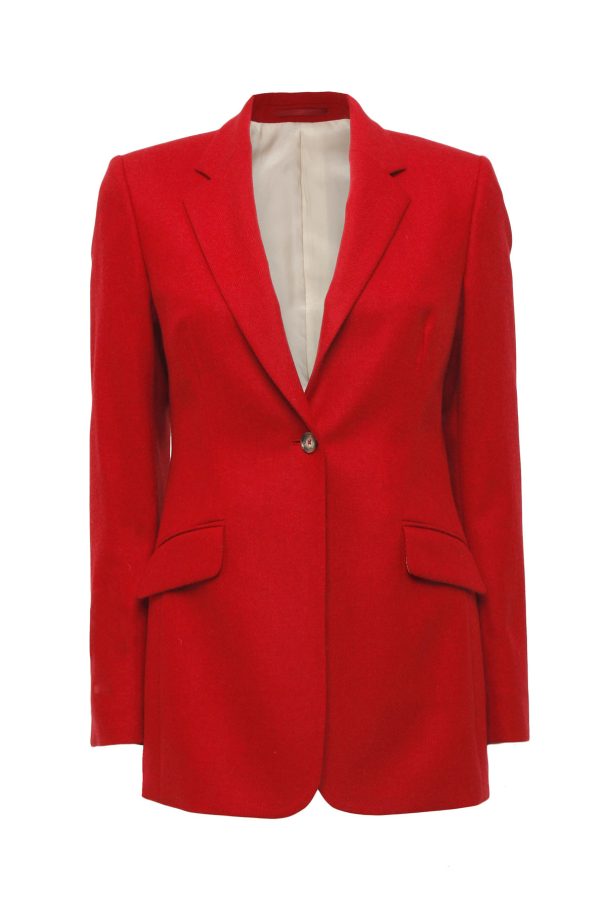 Single-Breasted Blazer in Cherry Red - Image 6
