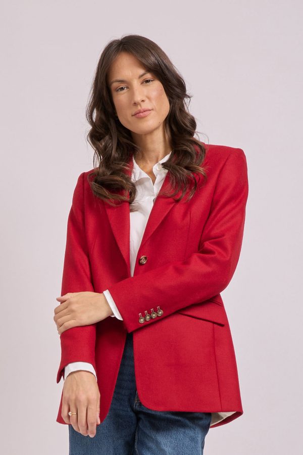 Single-Breasted Blazer in Cherry Red - Image 3